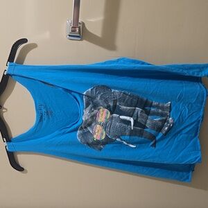 Blue Tank Top with Elephant Print